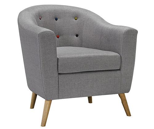 Stylish Light Grey Armchair with colourful buttons